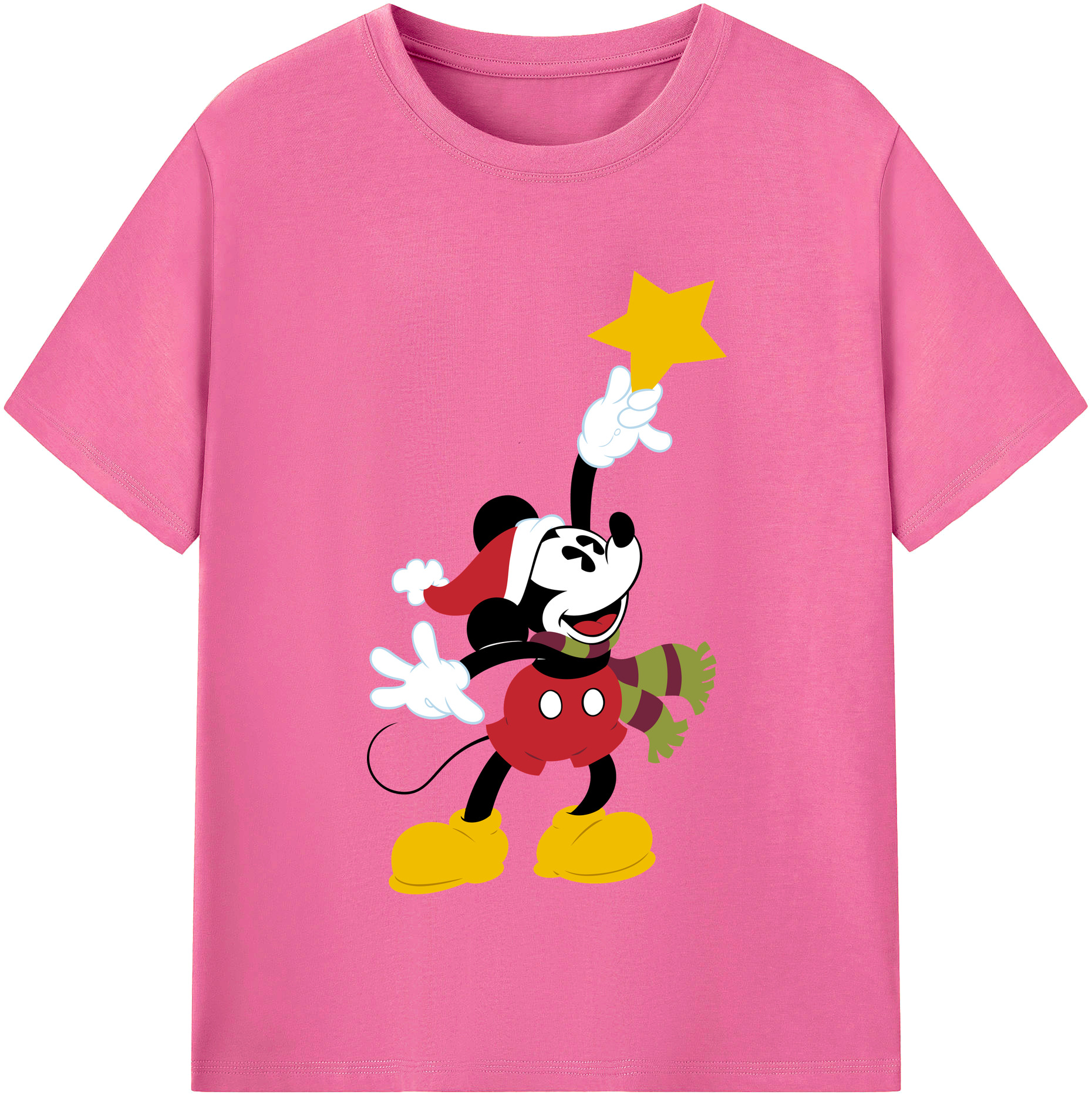 （画像用） ミッキーマウス Mickey Mouse レディースカジュアルプリントTシャツ（綿100％）